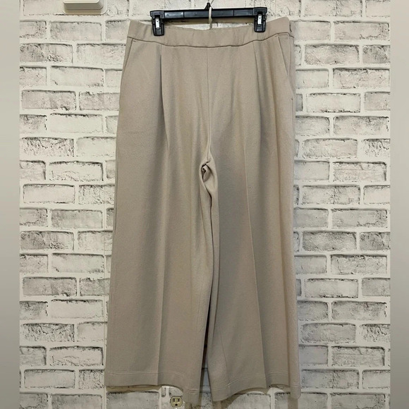 Women’s Eileen Fisher Chalk wool mandarin collar jacket and pants, beige, Large - Picture 7 of 8